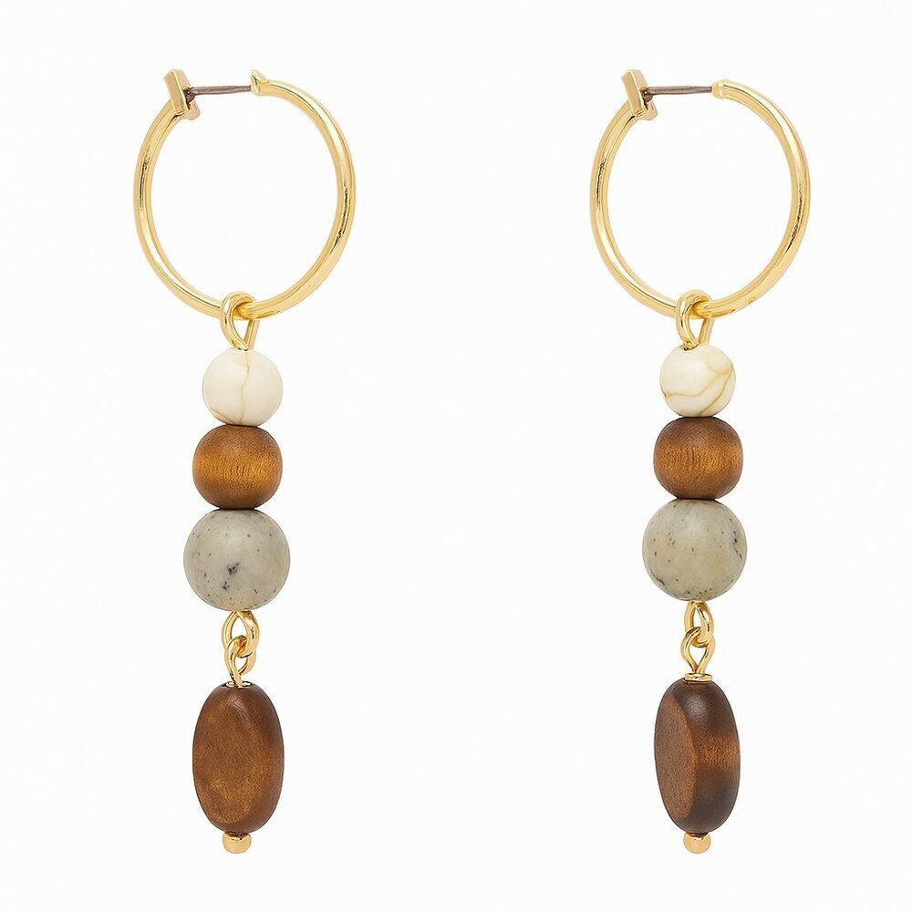 New Directions Gold‎ Tone Stacked Bead Earrings